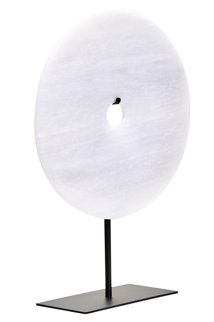 Zoro Large Round Dia 30cm Grey Marble Disc Sculpture - Additional
