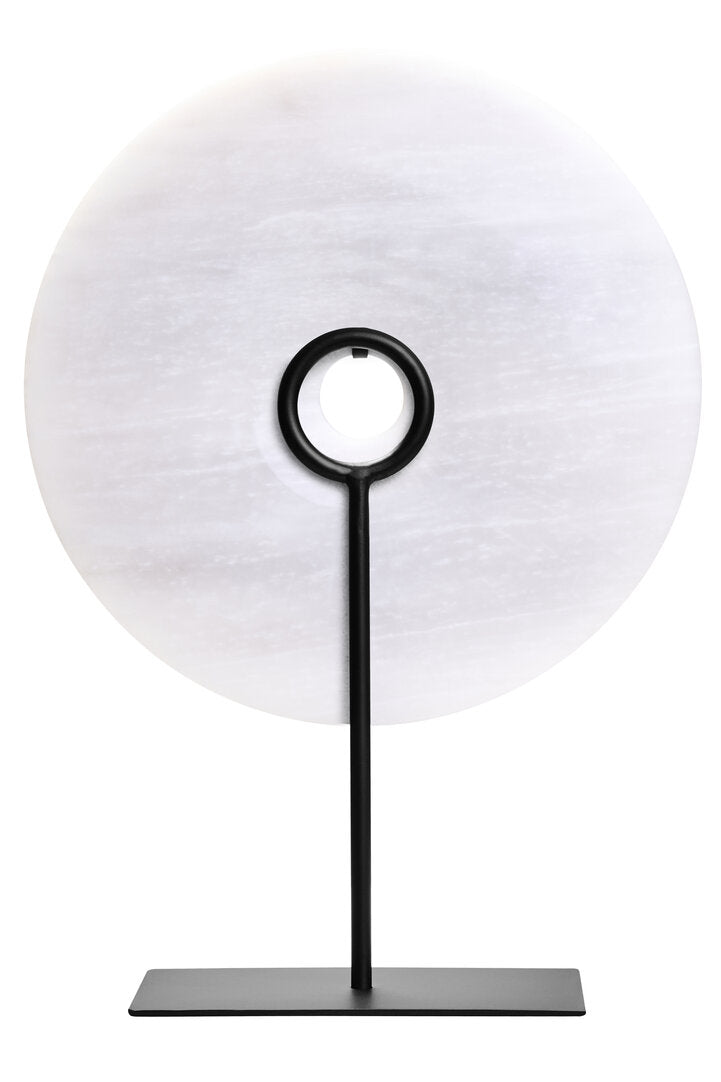 Zoro Large Round Dia 30cm Grey Marble Disc Sculpture - Additional