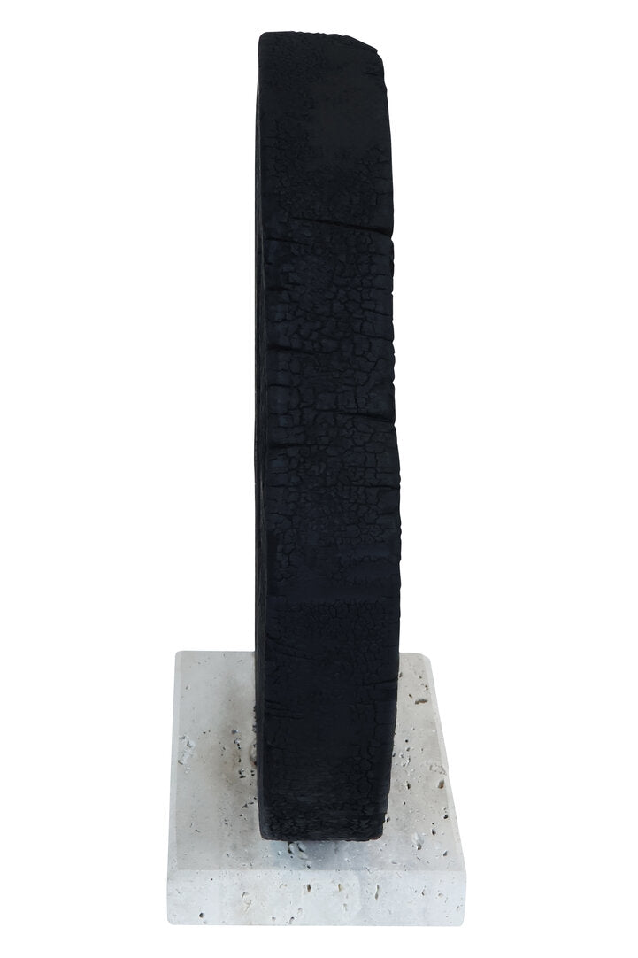 Tibor Black Mango Wood Sculpture with Travertine Base - Additional