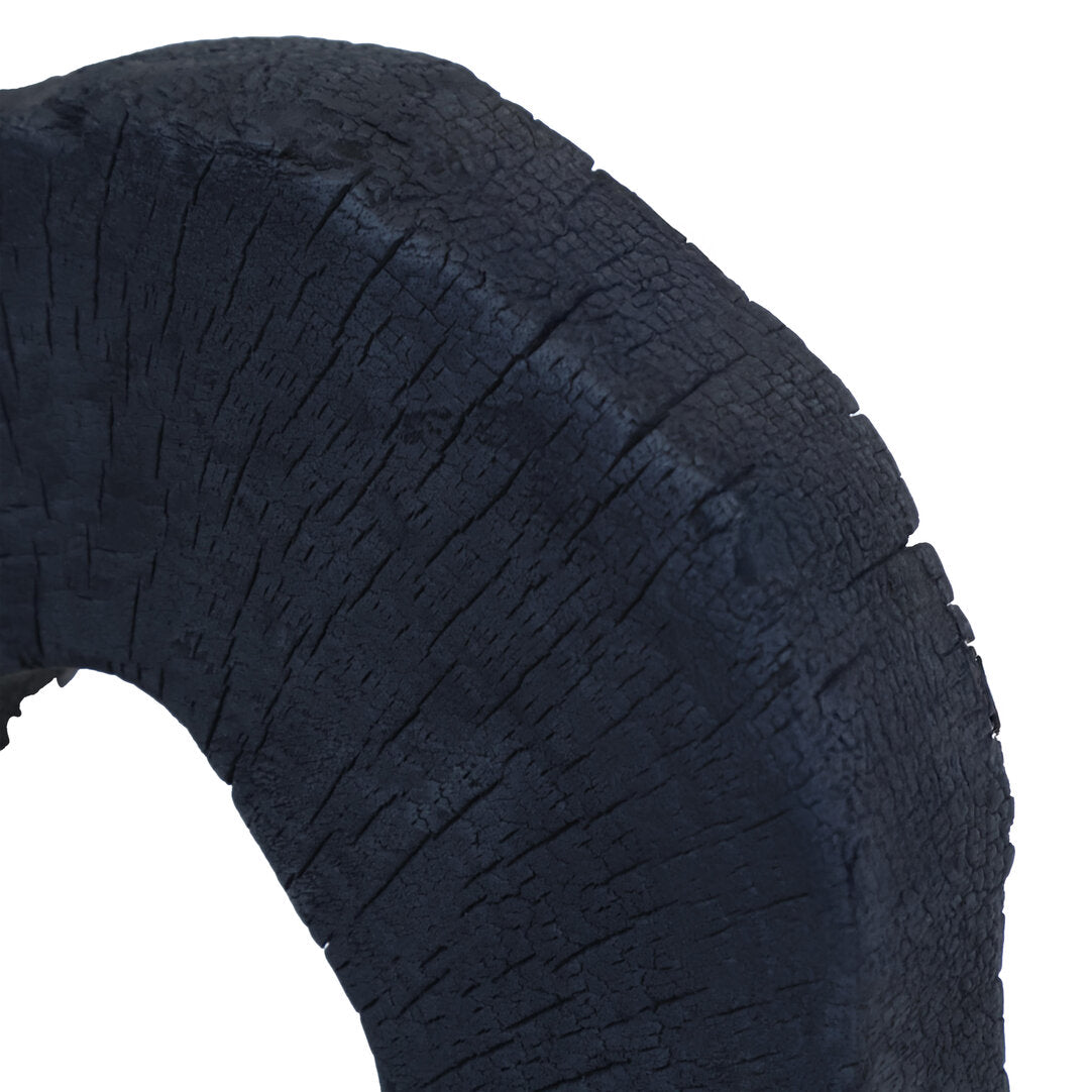 Tibor Black Mango Wood Sculpture with Travertine Base - Macro