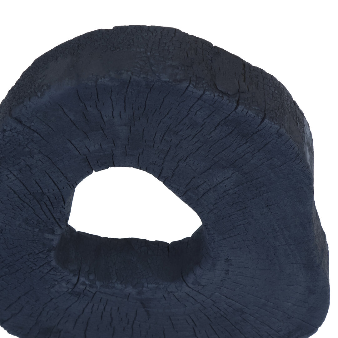 Tibor Black Mango Wood Sculpture with Travertine Base