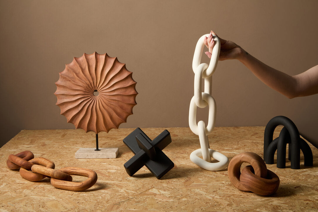 Cato Black Wood Arch Sculpture - Lifestyle