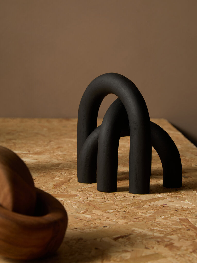 Cato Black Wood Arch Sculpture - Lifestyle