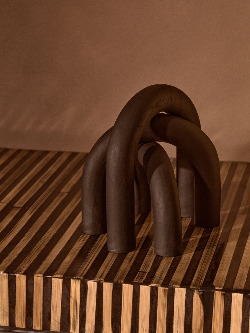 Cato Black Wood Arch Sculpture - Lifestyle