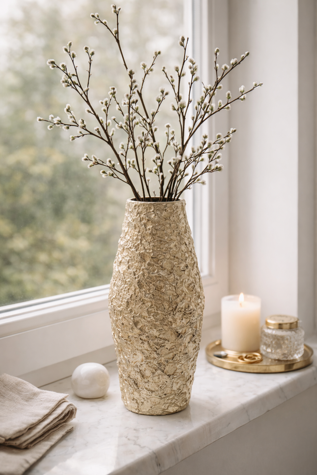 Akola Gold Textured Small Metal Vase