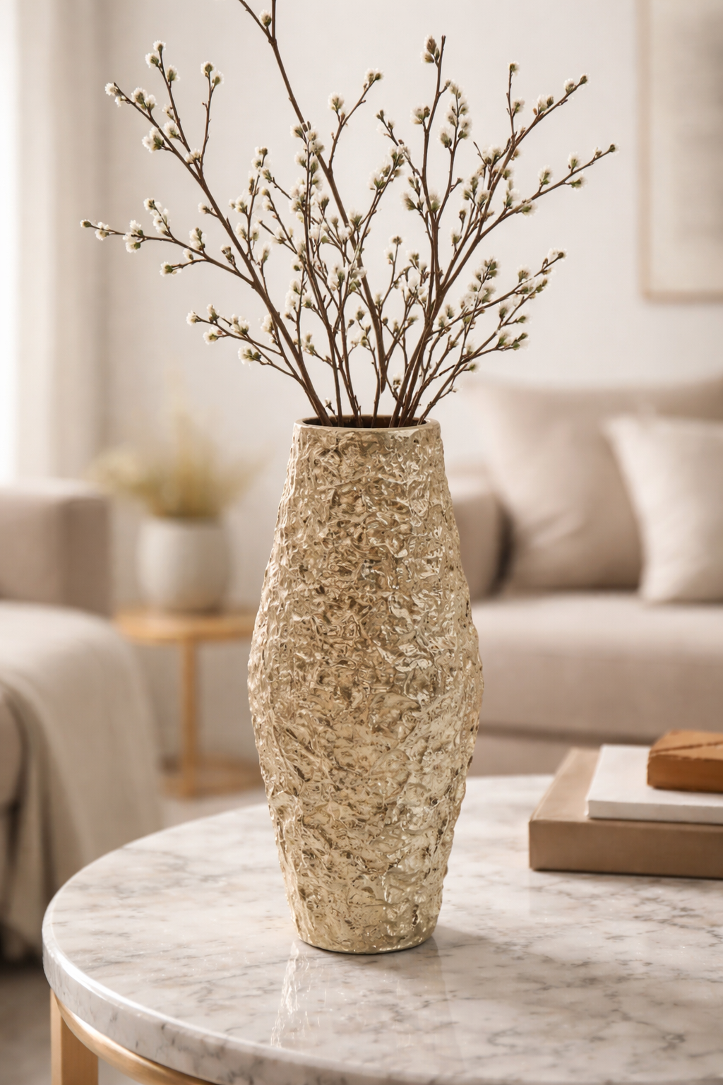 Akola Gold Textured Small Metal Vase