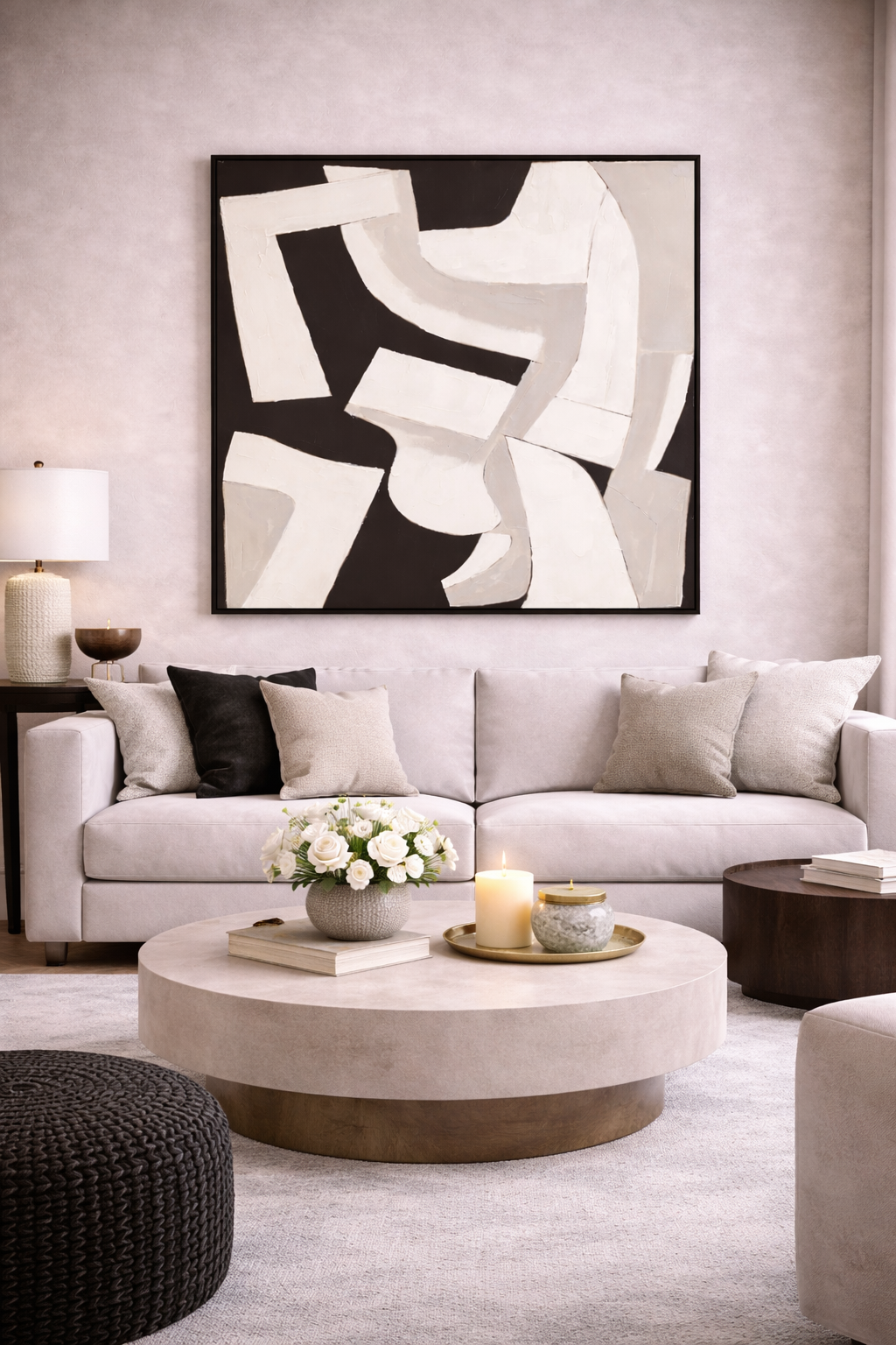 Astratto Monochrome Abstract Textured Wall Art