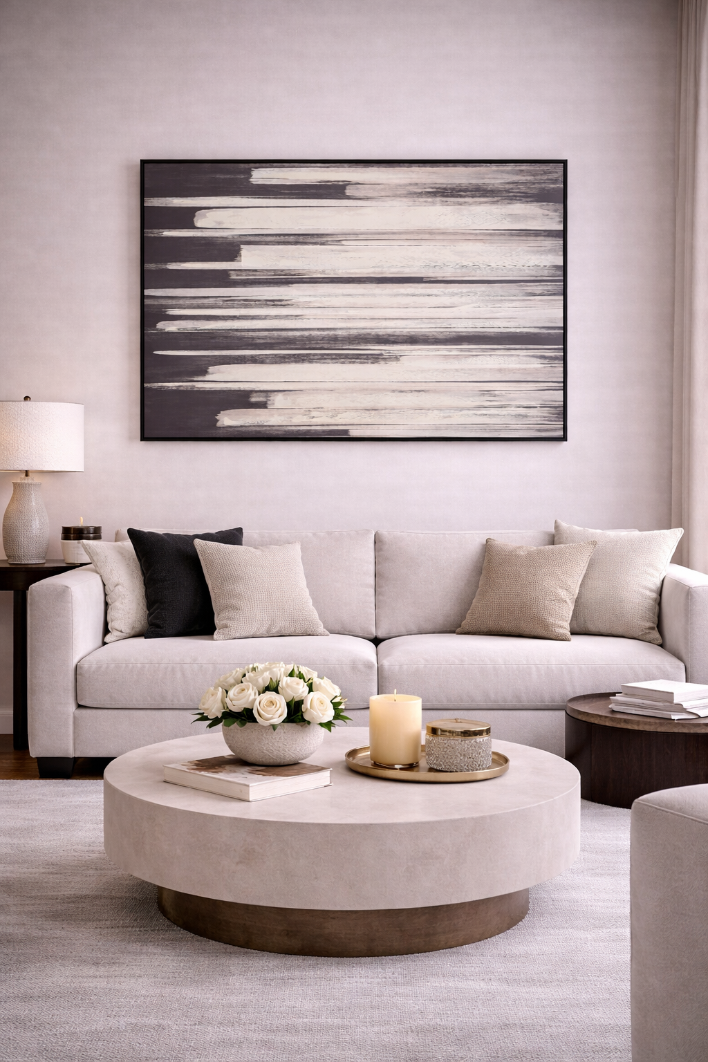 Astratto Black and Natural Canvas Wall Art