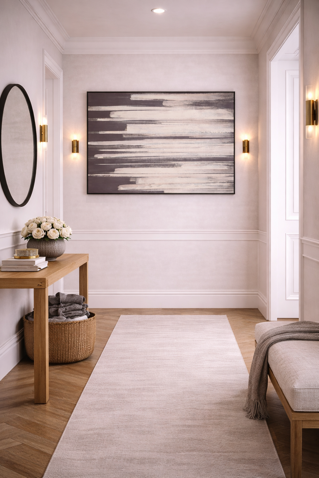Astratto Black and Natural Canvas Wall Art