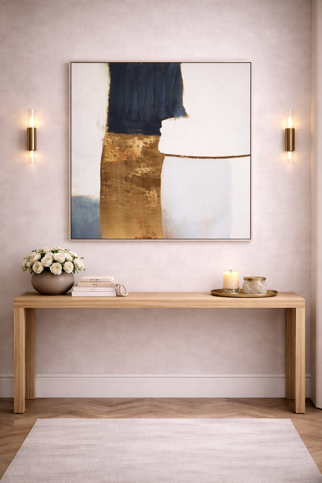 Astratto Blue and Gold Foil Wall Art
