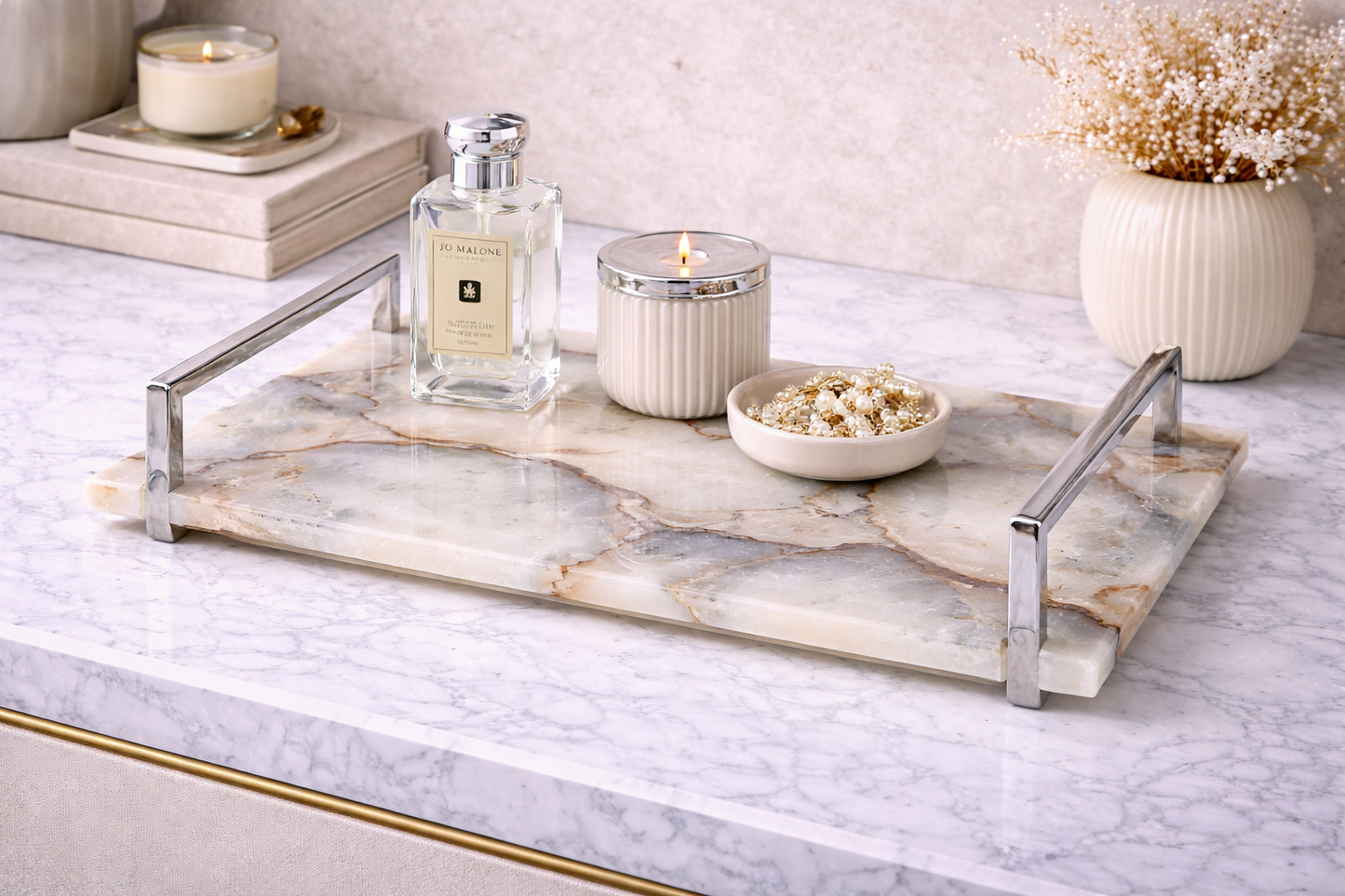 Bowerbird White Agate Large Tray