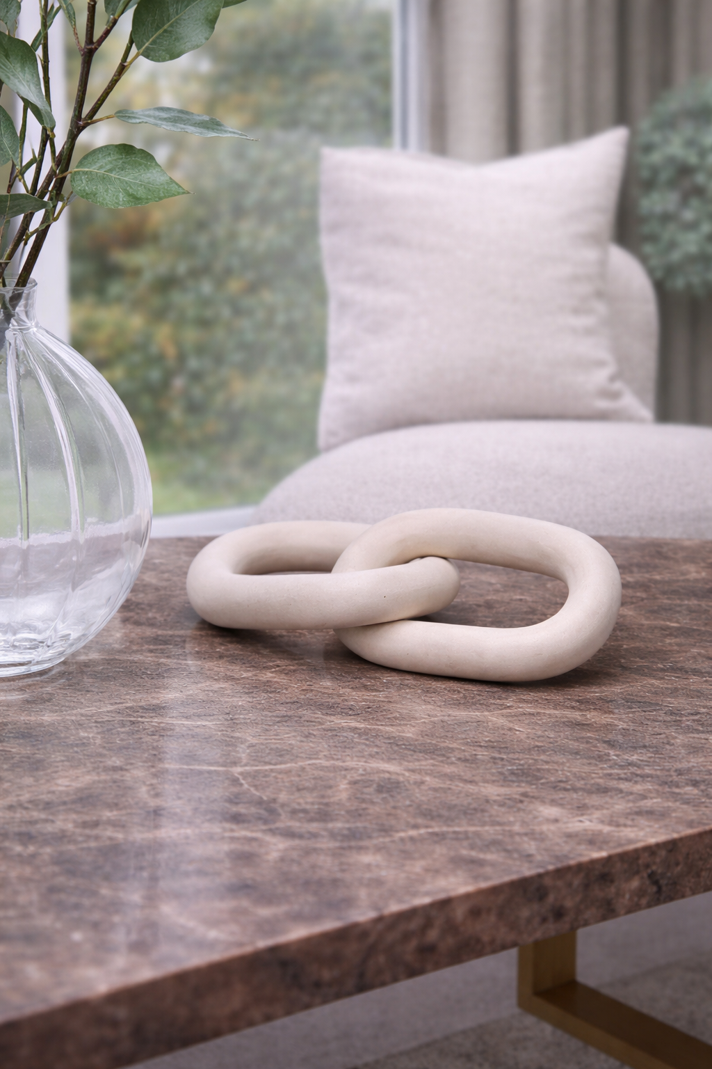 Cato White Wood 2 Link Chain Decor