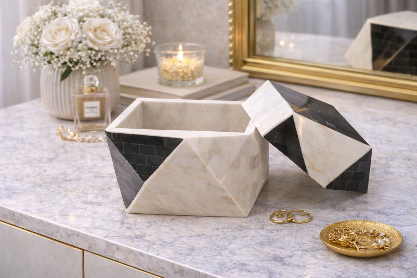 Donato Black and White Large Trinket Box