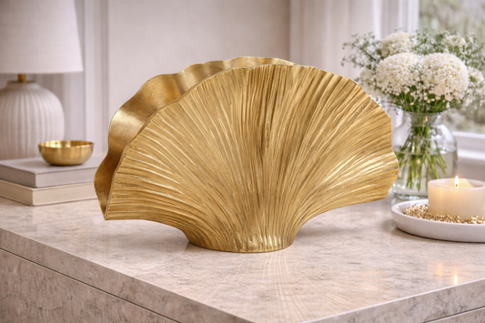 Danna Large Gold Finish Ginkgo Vase