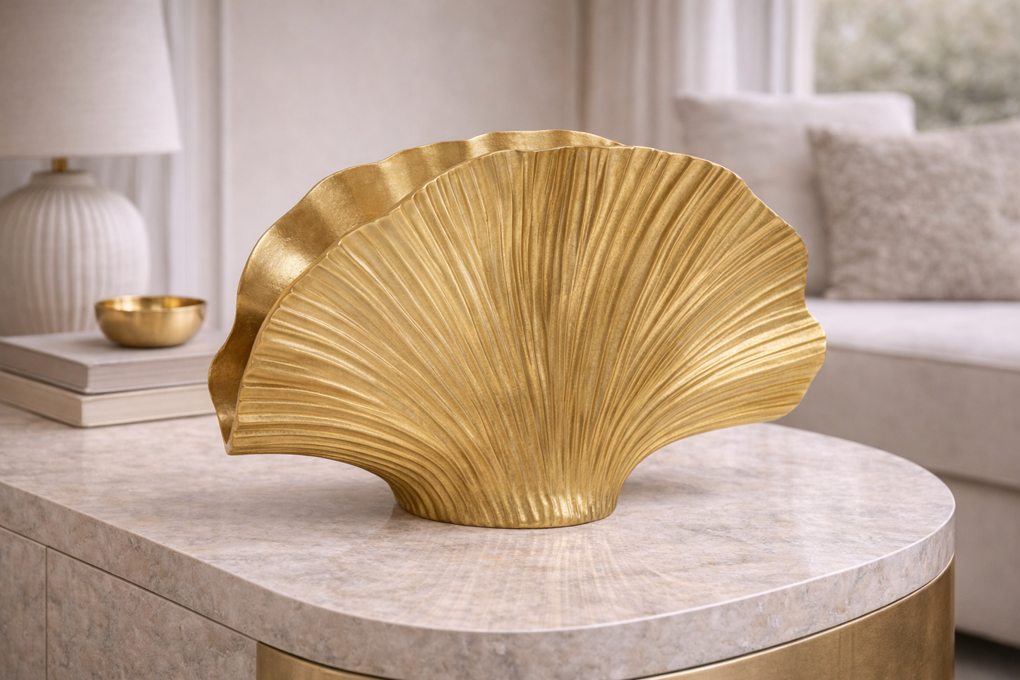 Danna Large Gold Finish Ginkgo Vase