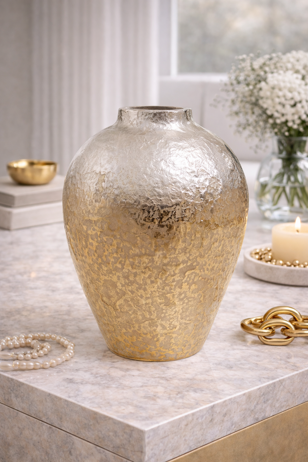 Dion Large Ombre Silver and Gold Finish Vase