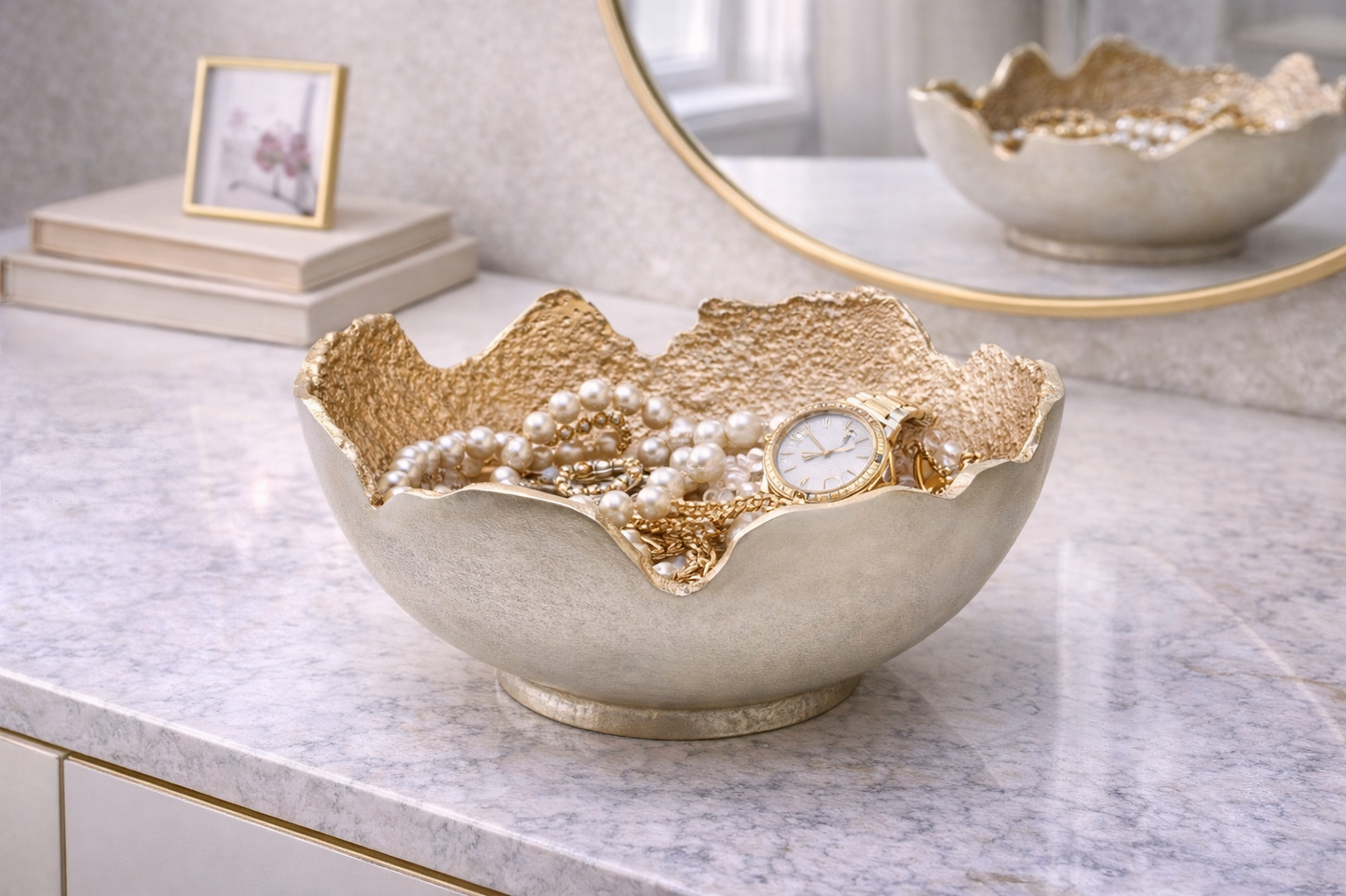 Dion Large Two Toned Silver and Gold Finish Bowl
