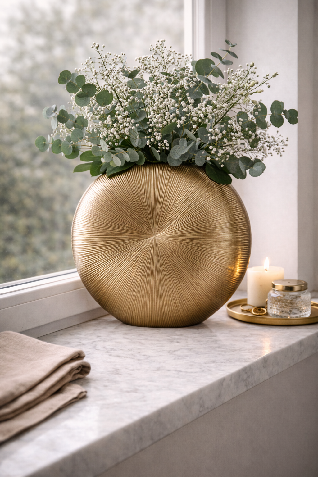 Estrella Large Gold Finish Round Vase
