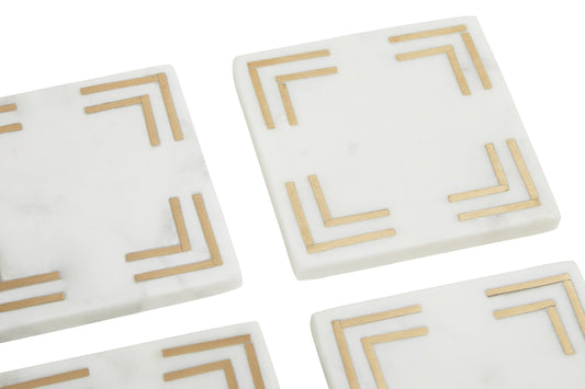 Omari White Marble Square Coasters