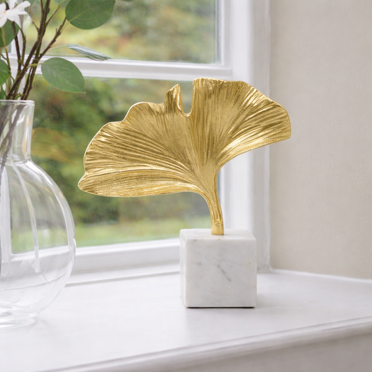 Mirano Gold Finish Ginkgo Sculpture