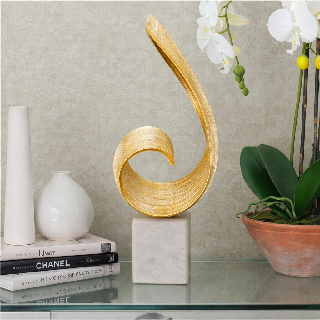 Mirano Gold Finish Curl Sculpture