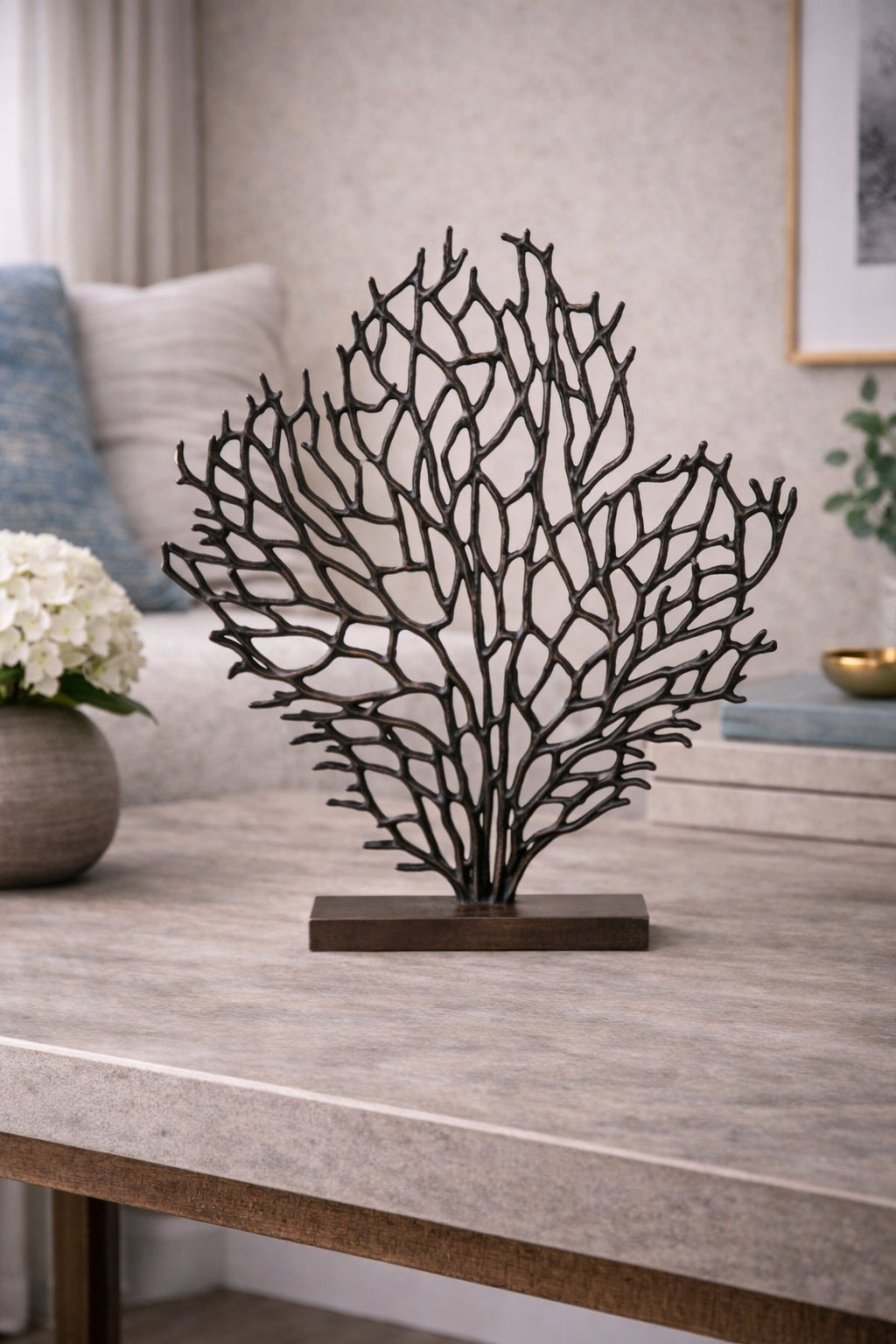 Prato Large Black Nickel Finish Coral Sculpture