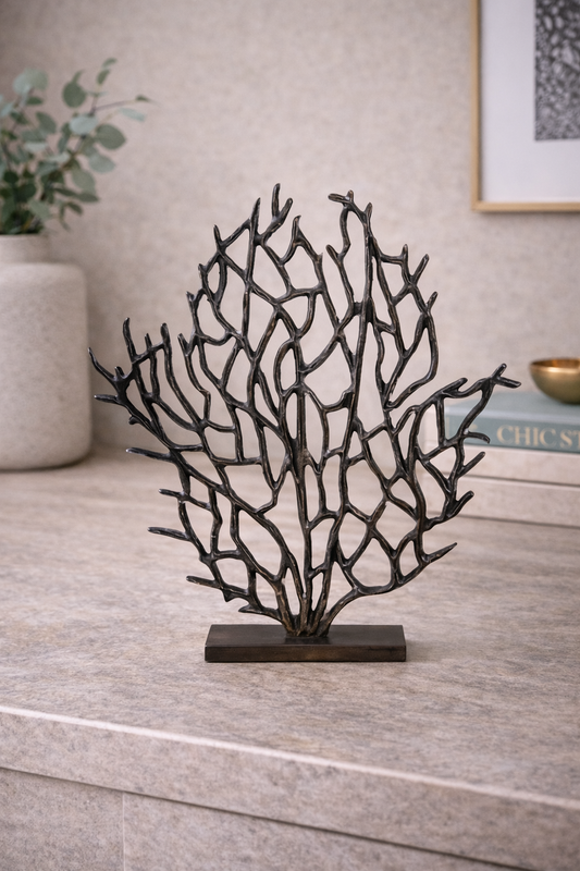 Prato Small Black Nickel Finish Coral Sculpture