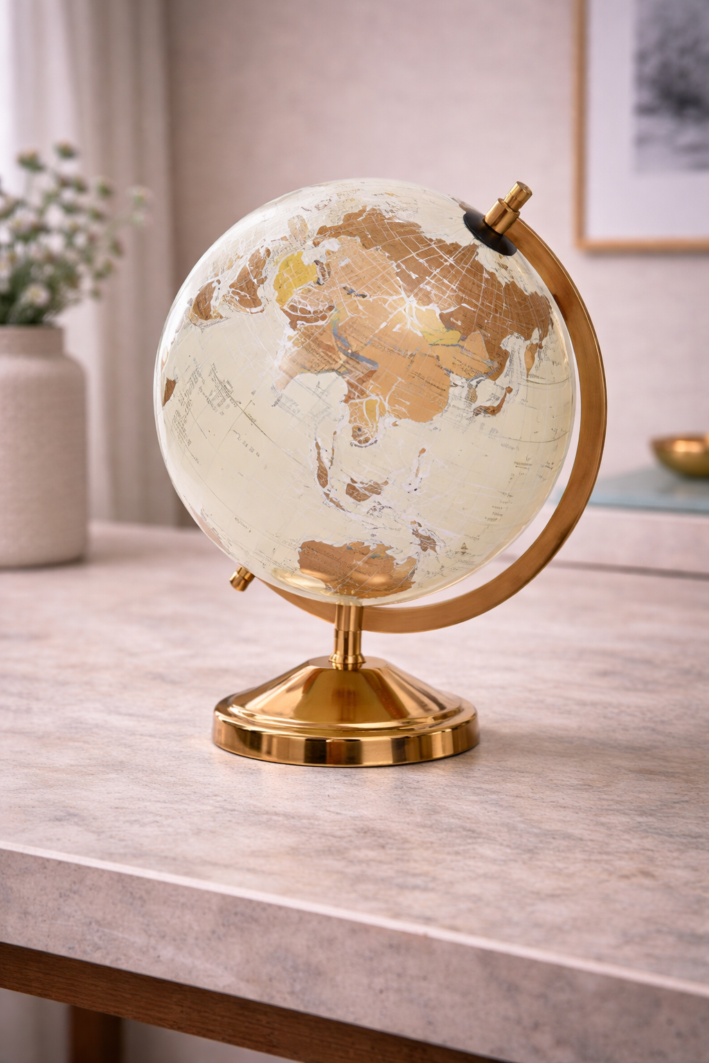 Churchill Antique White Globe on Gold Stand