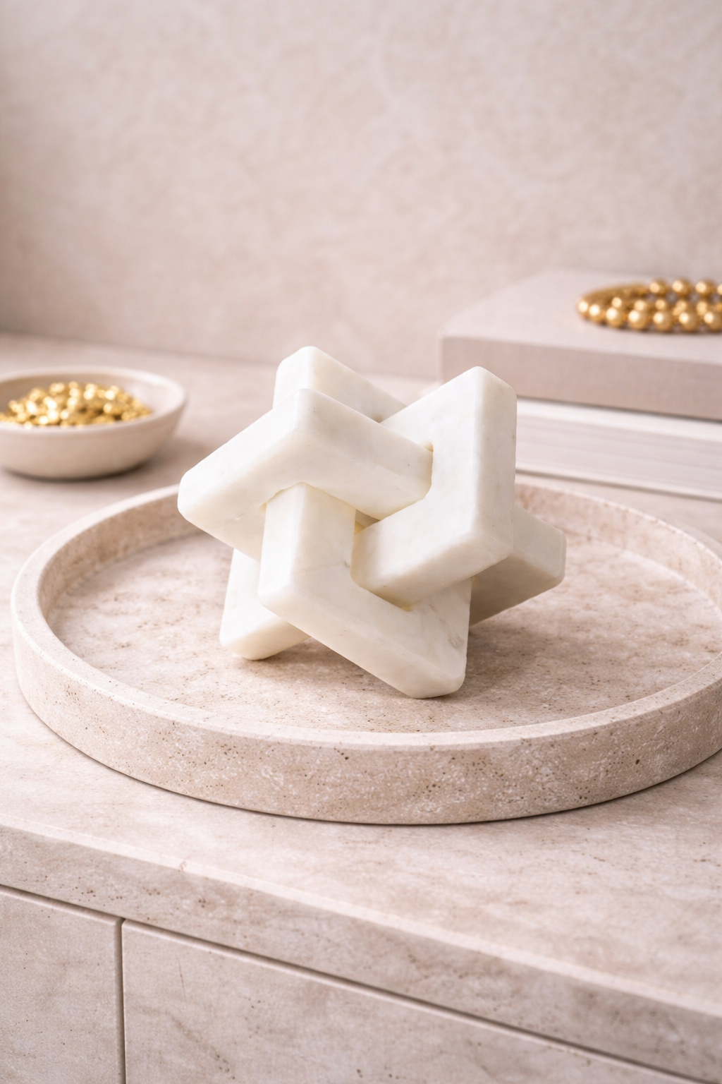 Nason White Marble Knot Sculpture