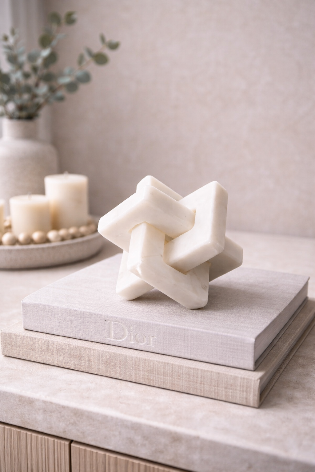 Nason White Marble Knot Sculpture