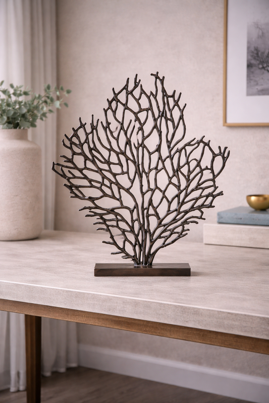 Prato Large Black Nickel Finish Coral Sculpture