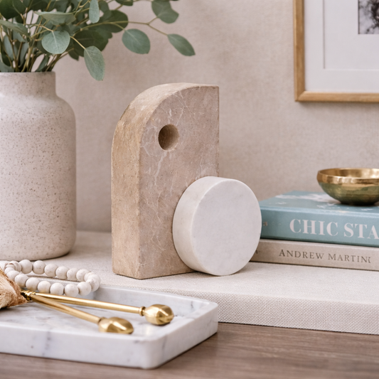 Santino Chocolate and White Marble Sculpture