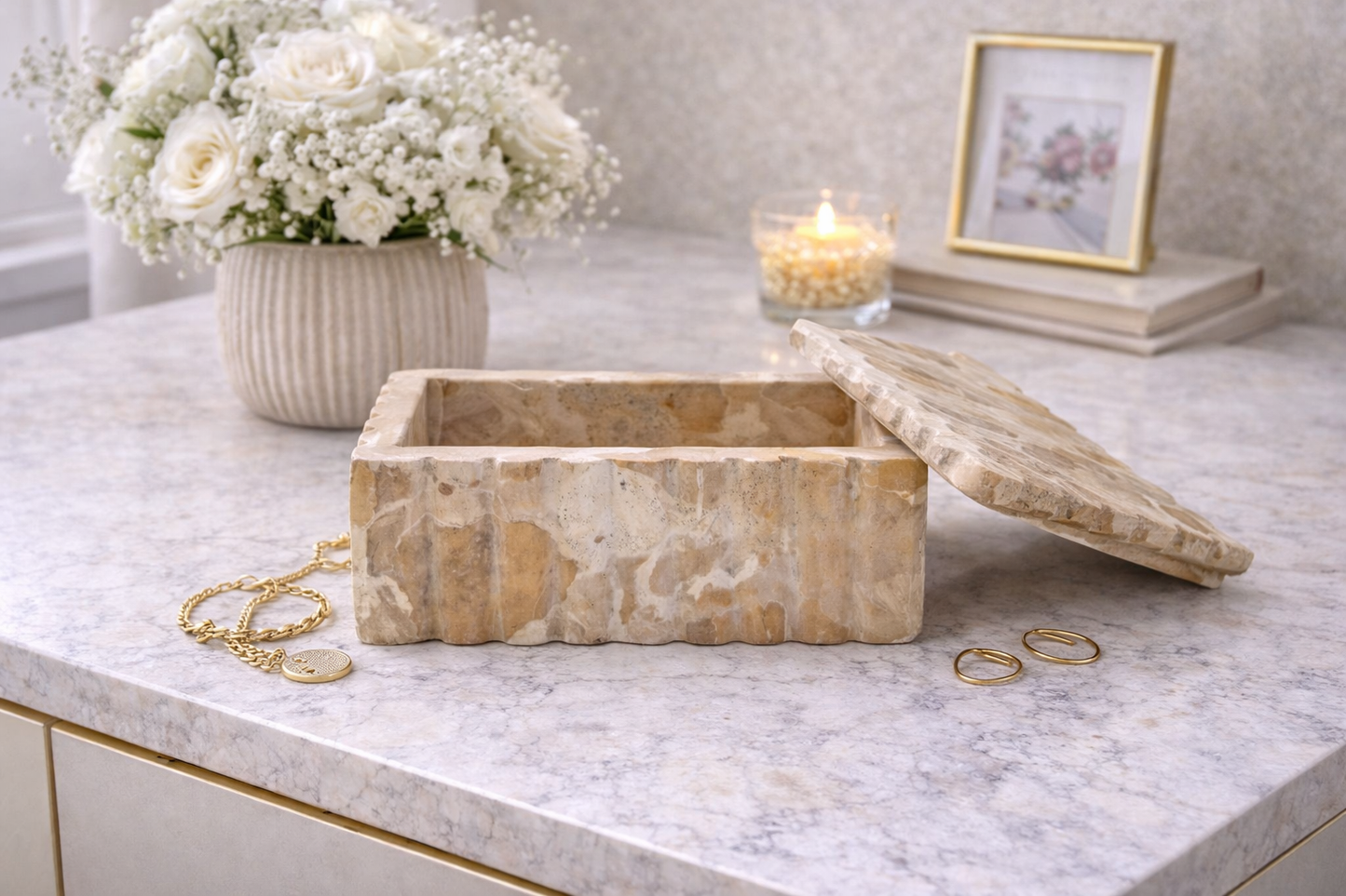 Santino Rectangular Chocolate Marble Box