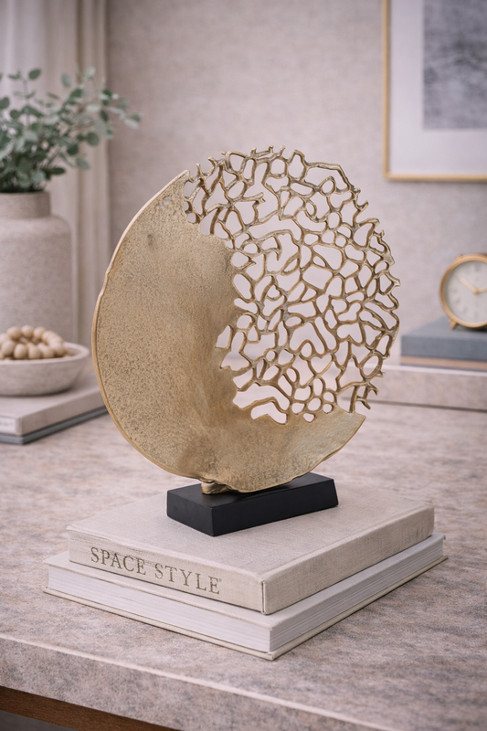 Daito Black and Gold Finish Round Sculpture