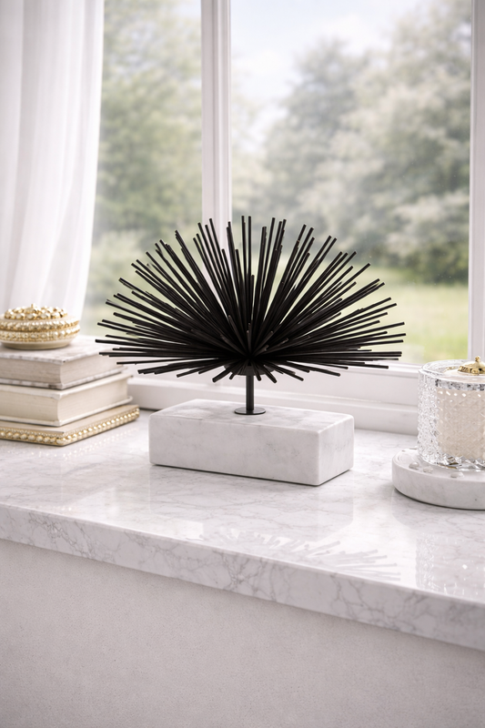 Mirano Black Finish Starburst With White Marble Base