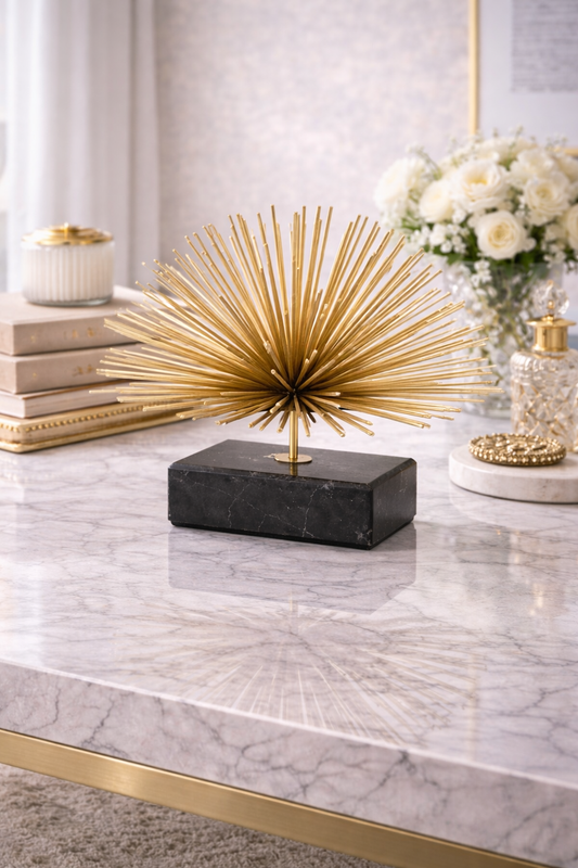 Mirano Gold Finish Starburst With Black Marble Base