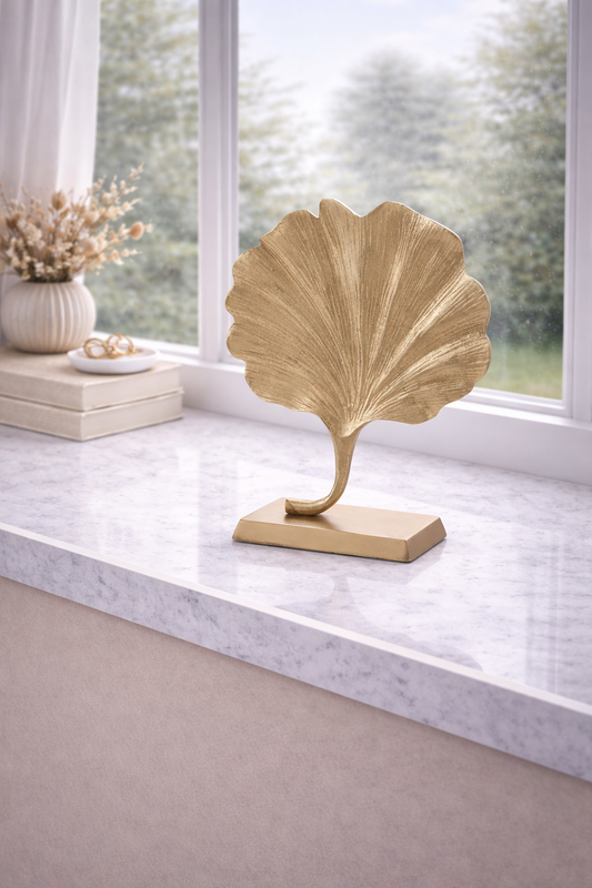 Prato Gold Finish Ginkgo Leaf Sculpture