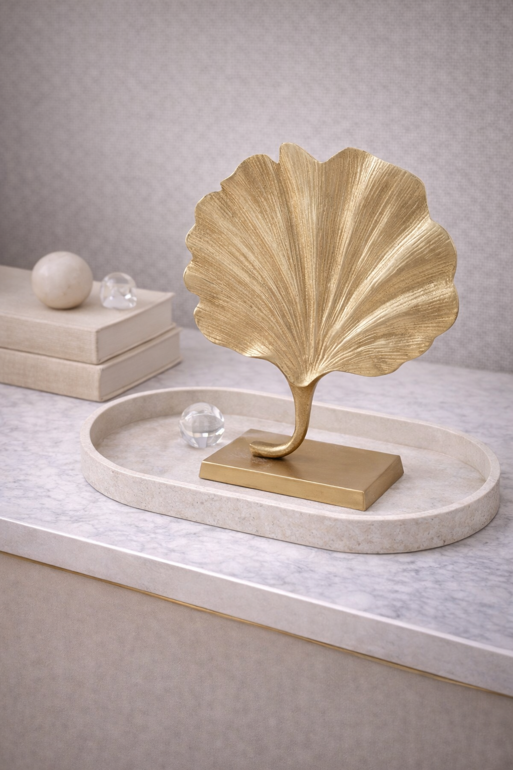 Prato Gold Finish Ginkgo Leaf Sculpture