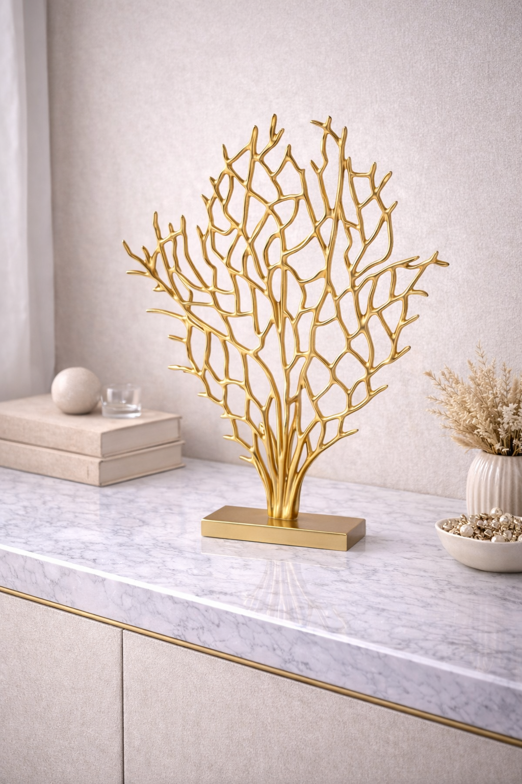 Prato Large Gold Finish Coral Sculpture