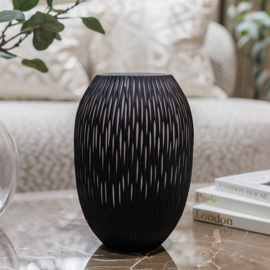 Large Black & White Glass Vase