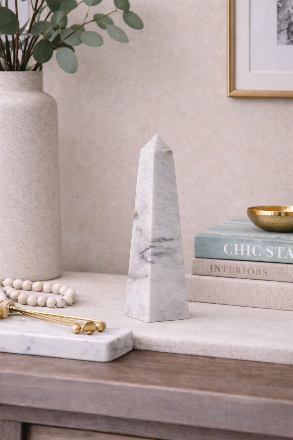 Salmo Large White Marble Obelisk