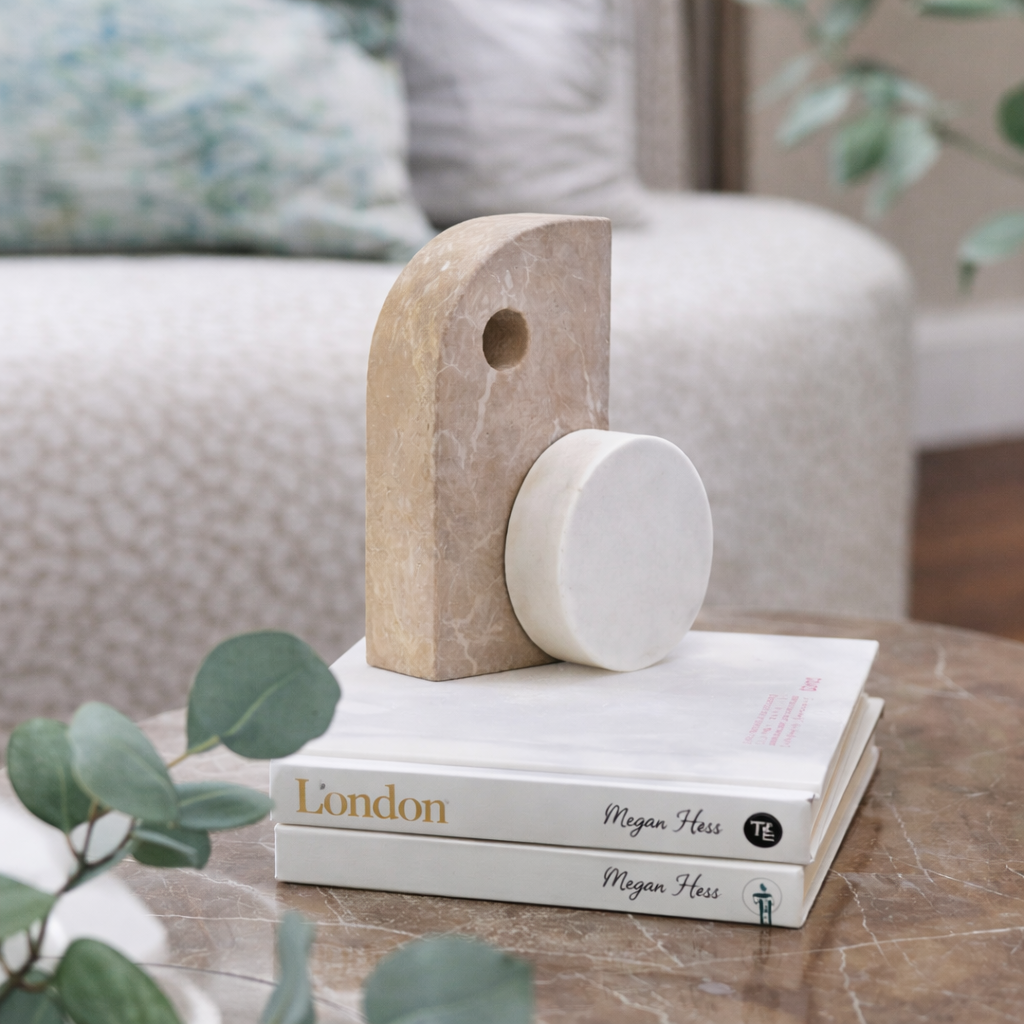Santino Chocolate and White Marble Sculpture