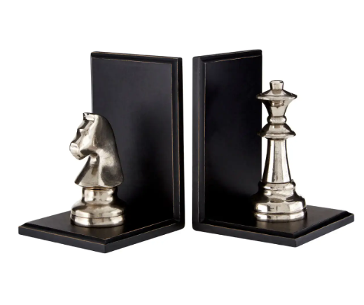 Silver Chess Piece Bookends