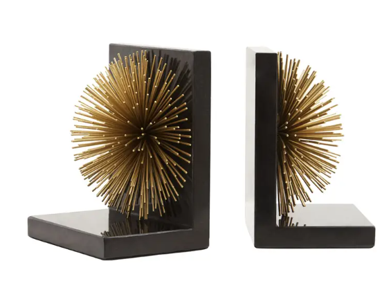 Mirano Set Of Two Gold Finish Starburst Bookends