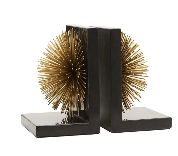 Mirano Set Of Two Gold Finish Starburst Bookends