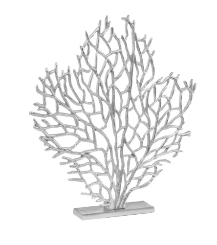 Large Silver Nickel Finish Coral Sculpture