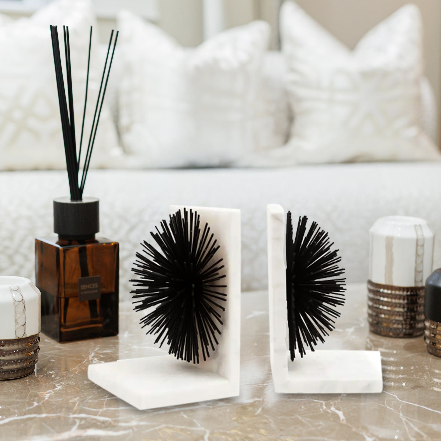 Mirano Set Of Two Gold Finish Starburst Bookends