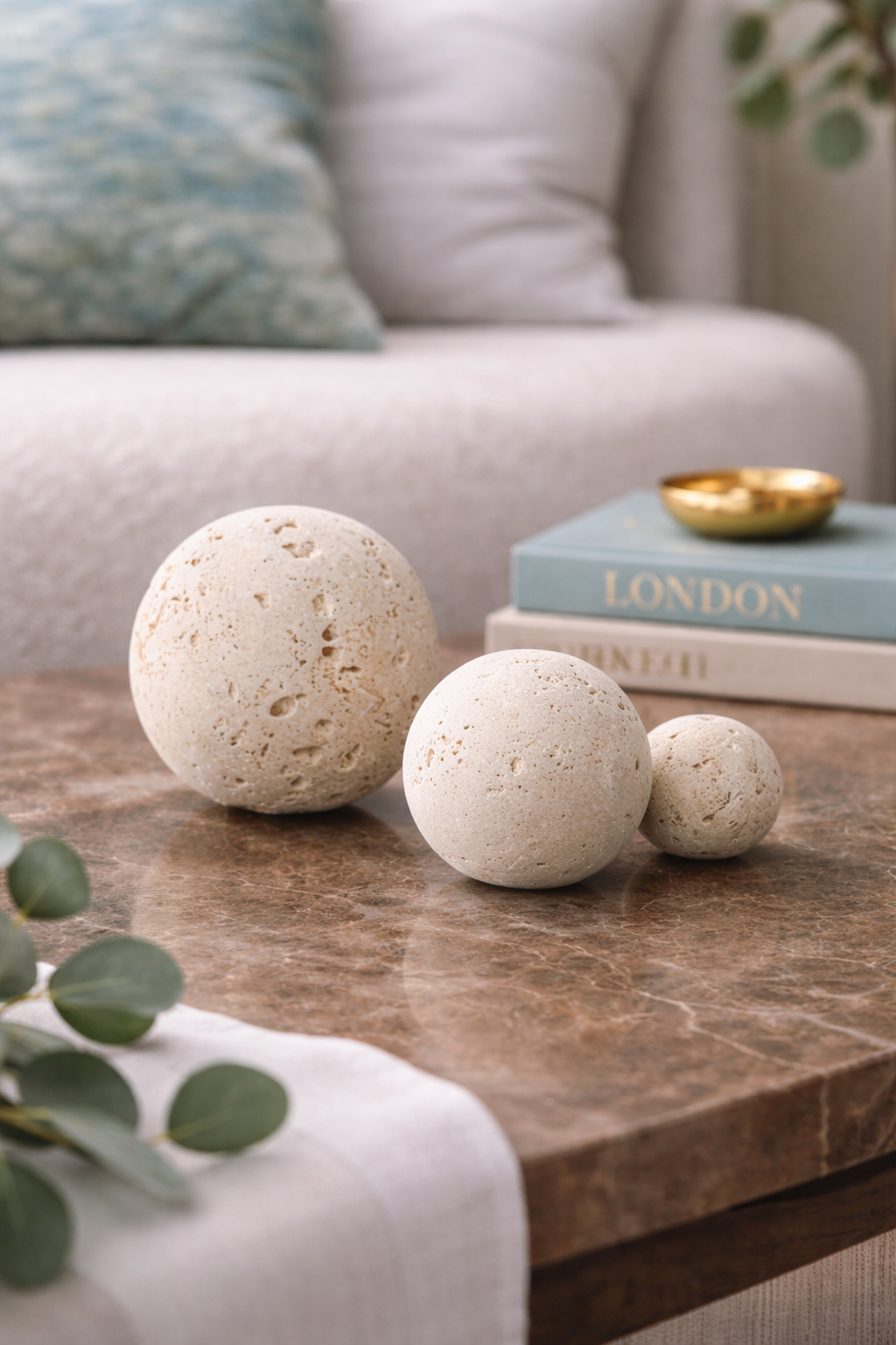 Tibor Travertine Set of 3 Deco Balls