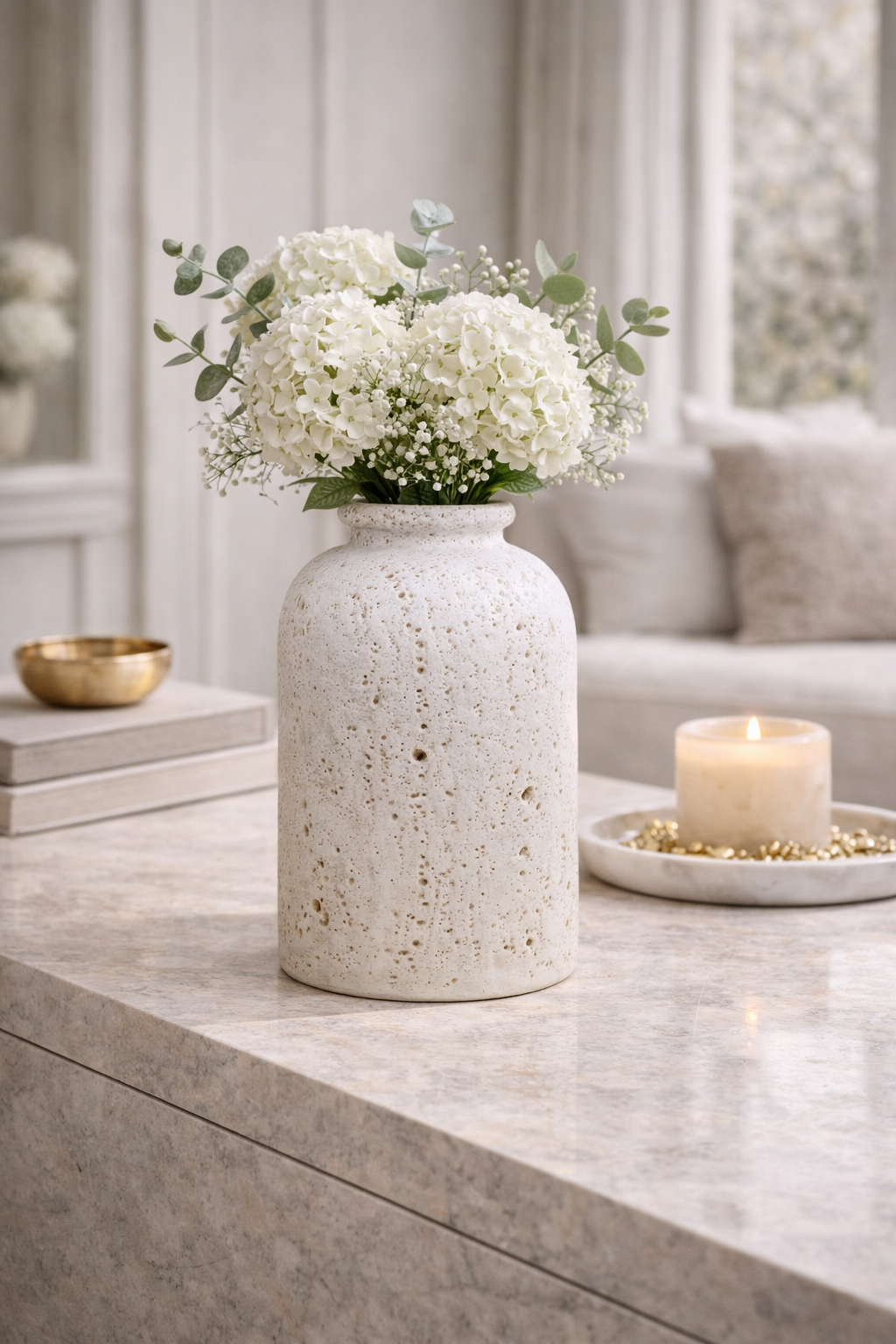 Tibor Travertine Tall Vase