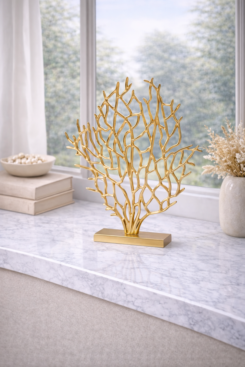 Prato Large Gold Finish Coral Sculpture